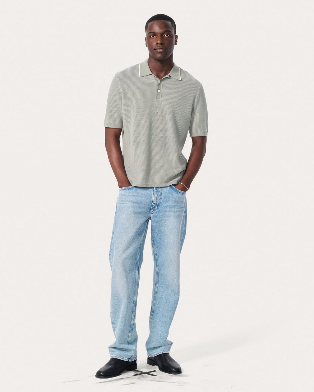 Harvey Knit Polo Shirt - Leaf Grey - Image 3