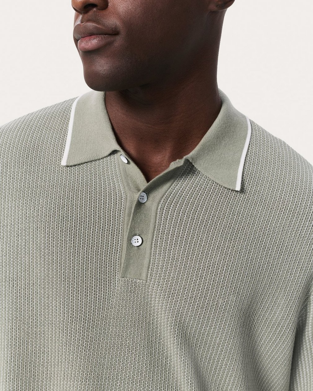 Harvey Knit Polo Shirt - Leaf Grey - Image 4