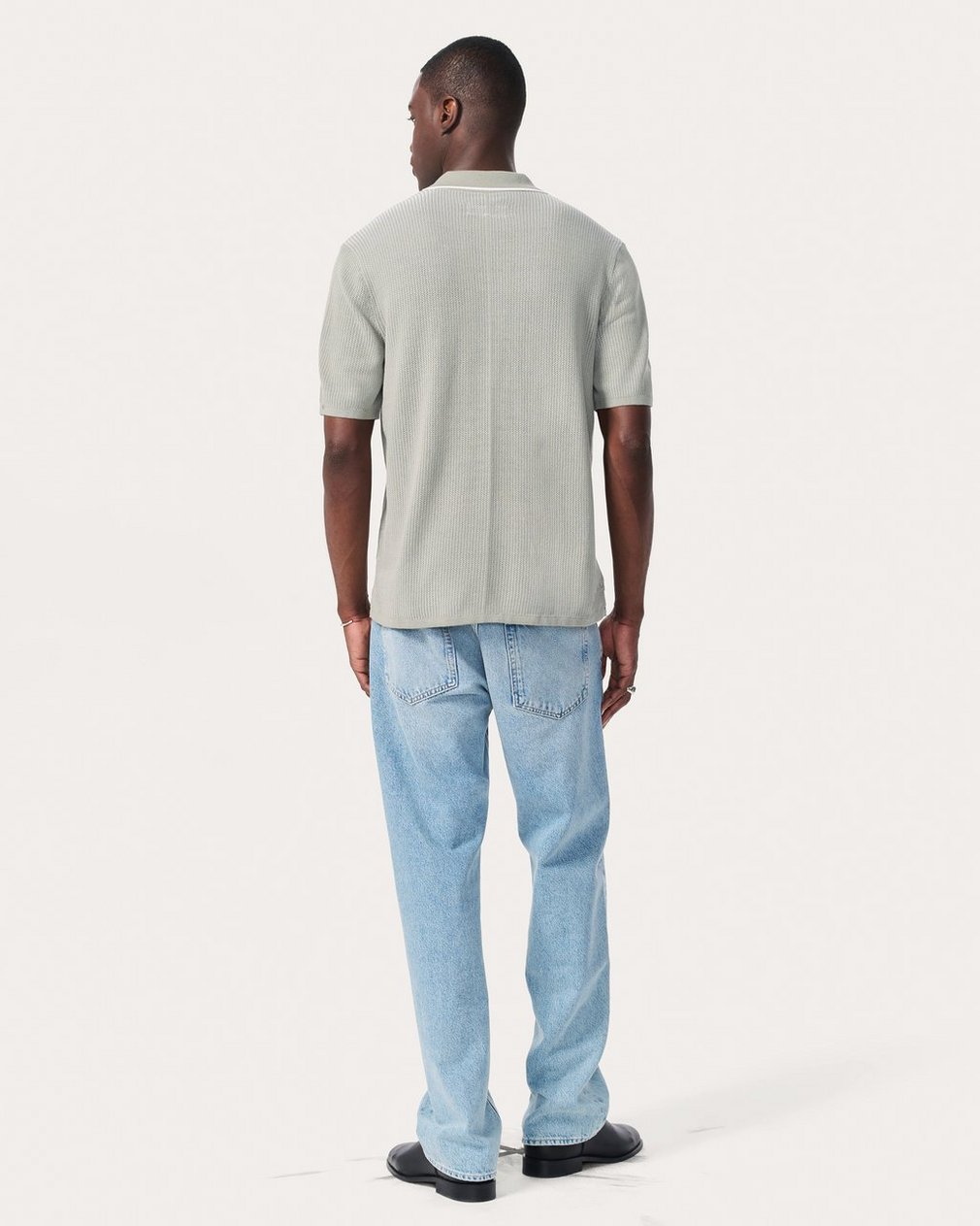 Harvey Knit Polo Shirt - Leaf Grey - Image 6