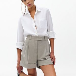 Neila Italian Stretch Wool Shorts Light Taupe