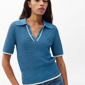 Costi Knit Polo Shirt Fog Blue