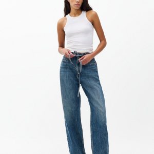 Phoebe Drawstring Wide-Leg Jeans Delcan