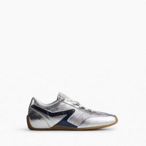 Ultra Slim Retro Runner Sneakers Silver Navy