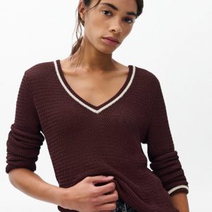 Costi V-Neck Sweater Chocolate Brown