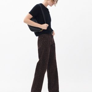 Shea Relaxed Straight Jeans Espresso Leopard