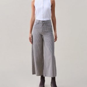 Serena Ankle Wide-Leg Jeans Grey Stripe