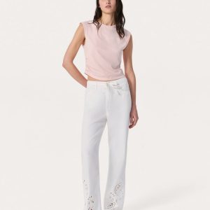 Phoebe Denim Beach Pants White Eyelet