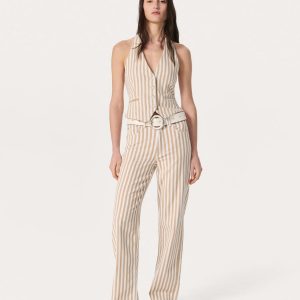 Shea Relaxed Straight Jeans Tan Stripe