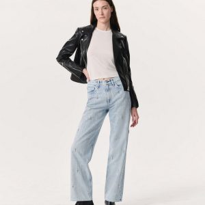 Shea Embellished Relaxed Straight Jeans Aliah With Jewel Stripe