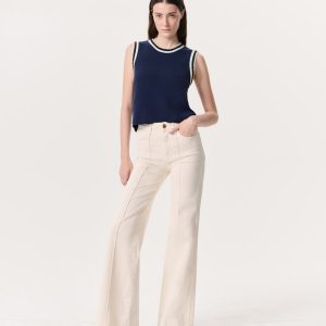 Skylar Wide-Leg Flare Jeans Ecru