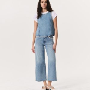 Andi Embellished Ankle-Length Wide-Leg Jeans Pacific With Jewel