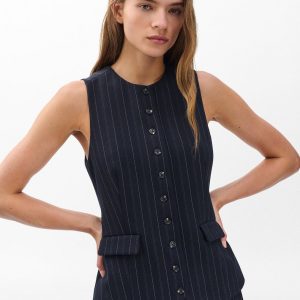 Irina Long Vest Navy Multi
