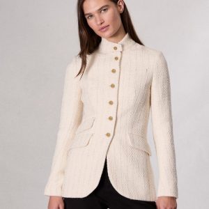 Slade Long Tweed Blazer Ivory