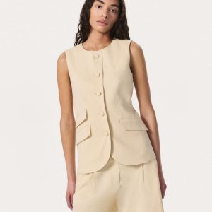 Slade Linen-Blend Vest Light Tan