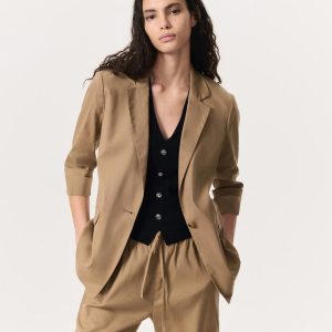 Jennie Linen-Blend Blazer Muted Brown