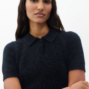 Jada Brushed Cashmere Polo Black