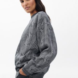 Miramar Cable-Effect Sweatshirt Washed Black
