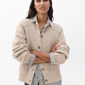 Bridget Mockneck Cardigan Taupe
