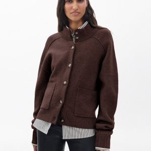 Bridget Mockneck Cardigan Brown