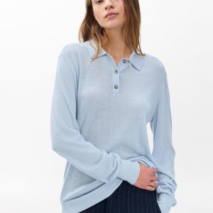 Adeline Lightweight Cashmere Polo Light Blue