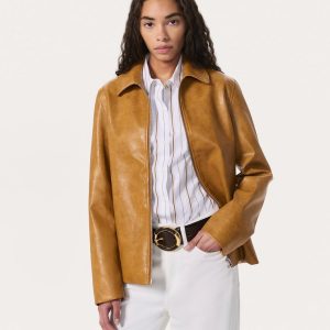 Jordie Faux Leather Jacket Camel