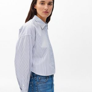 Marin Cropped Striped Shirt White Stripe