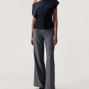 Evelyn Satin Top Black