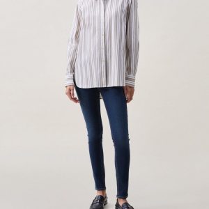 Monty Striped Poplin Shirt Taupe Stripe