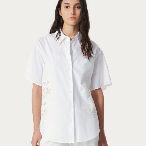 Amy Lace Poplin Shirt White Lace