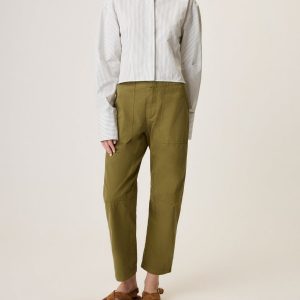 Becca Poplin Stripe Shirt Moss Stripe