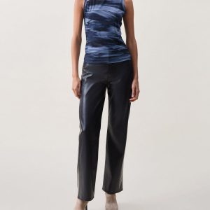 Aliyah Mesh Mockneck Top Navy Multi