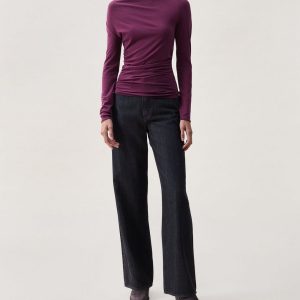 Lucy Ruched Top Dark Berry