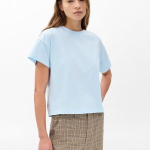 Kelly Boxy Cotton T Shirt Sky Blue