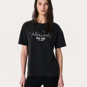 NYC Skyline Graphic T Shirt Washed Black
