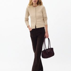 Hadley Wide-Leg Corduroy Pants Dark Brown