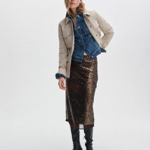 Lucy Sequined Skirt Coffee