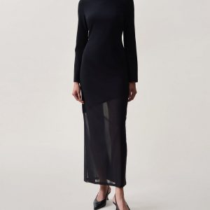 Sascha Mixed-Media Dress Black