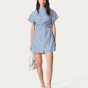 Gretchen Striped Shirt Dress Navy Stripe