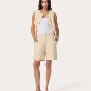 Leona Linen-Blend Shorts Light Tan