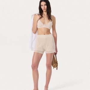 Khloe Open-Knit Shorts Ivory
