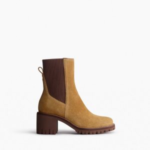 Corey Heeled Suede Chelsea Boots Caramel Suede