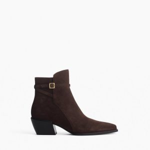 Joni Suede Buckle Boots Dark Espresso Suede