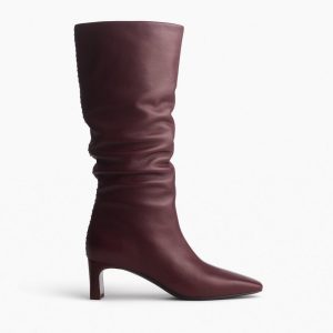Astor Leather Slouch Boots Bordeaux