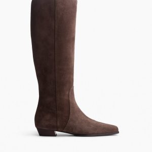 Joni Italian Suede Knee-High Boots Dark Espresso Suede
