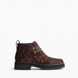 Cameron Leopard Calf Hair Moccasin Boots Leopard Hair Calf