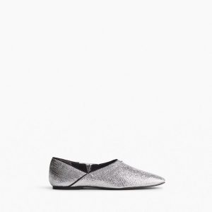 Sadie Leather Flats Silver