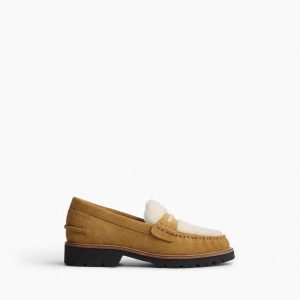 Corey Suede Shearling Loafers Caramel Suede Shearling