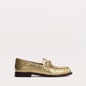 Carter Metallic Leather Boat Shoes Gold
