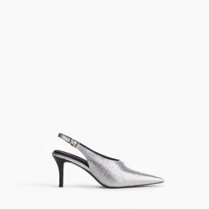 Mercer Leather Slingbacks Silver