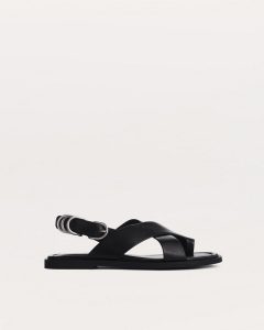 Gia Leather Crossover Sandals Black